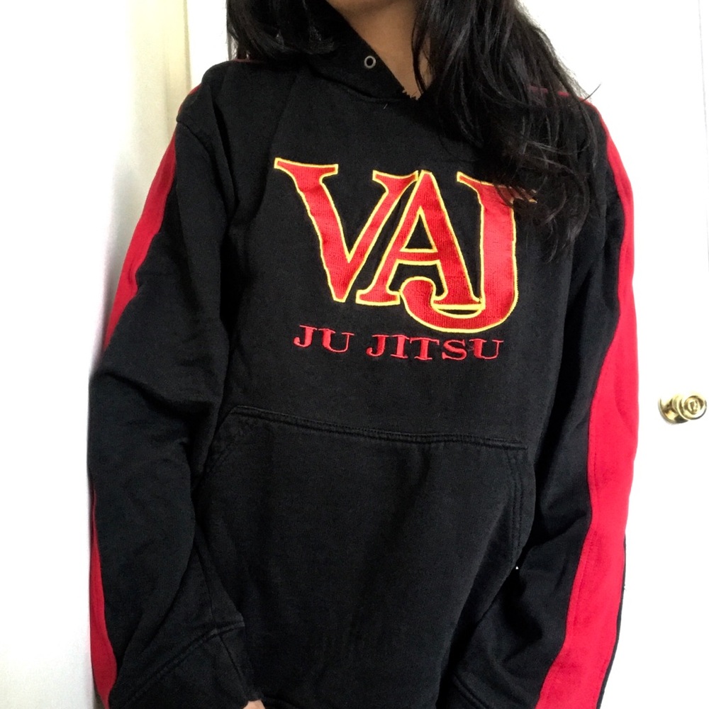 VAJ Hoodie with red sleeve detail